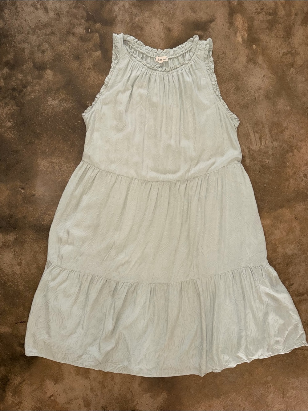 Indigo Soul Sage Green Tiered Ruffle Midi Dress XL Rayon